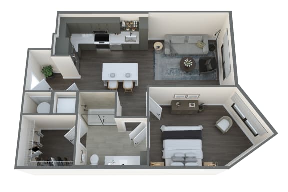 a1 floor plan  1 bedroom with 2 baths  129