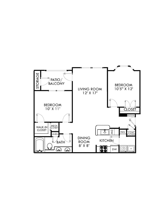 A black and white image of a floor plan for a house.