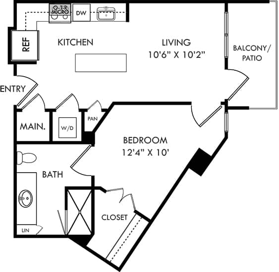 a floor plan of a house with a bedroom and a living room