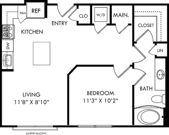 a floor plan of a house with a bedroom and a living room