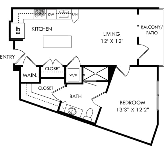 a floor plan of a house with a bedroom and a living room