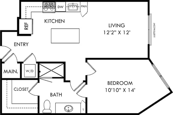 a floor plan of a house with a kitchen and a bathroom and a living room