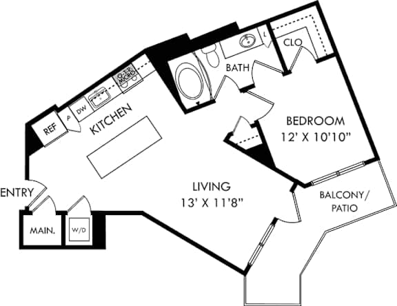 a floor plan of a small house with a bedroom and a living room