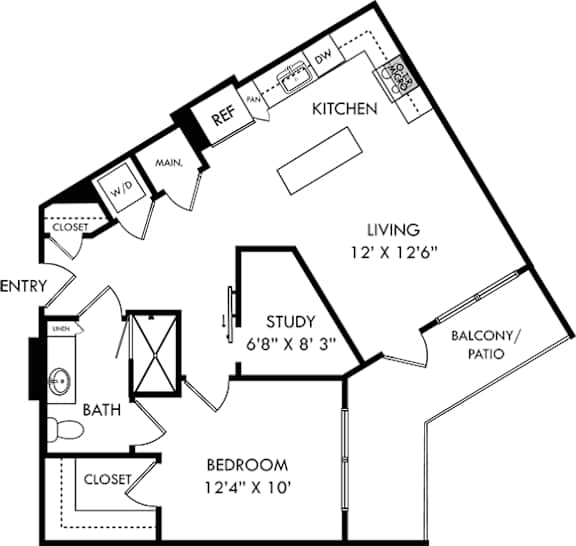 a floor plan of a house with a bedroom and a living room
