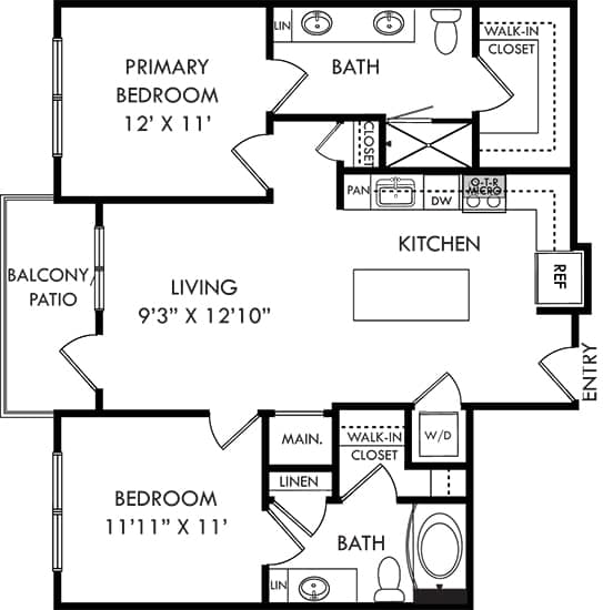 a floor plan of a house with bedrooms and a living room
