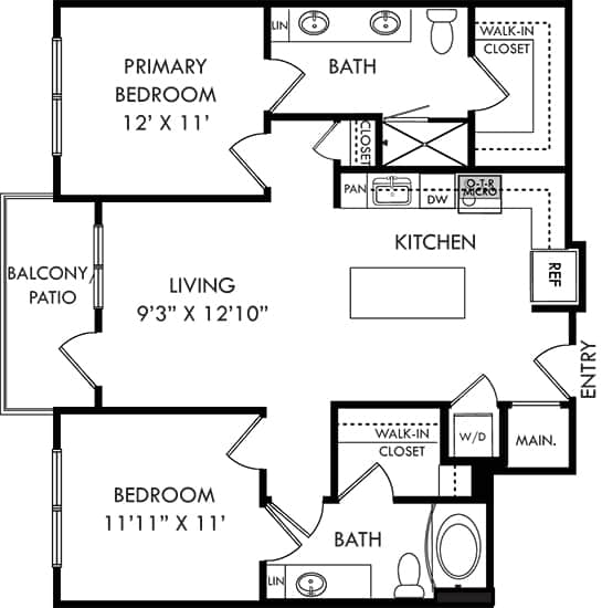 a floor plan of a house with bedrooms and a living room