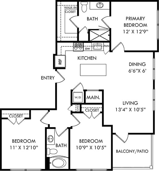 a floor plan of a house with bedrooms and a living room