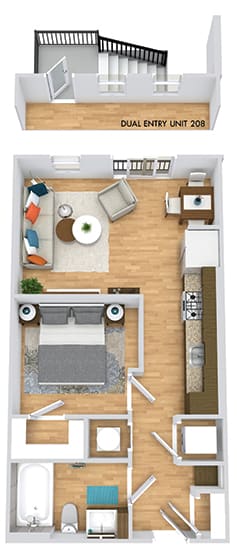 a floor plan of a room with a bed and a desk