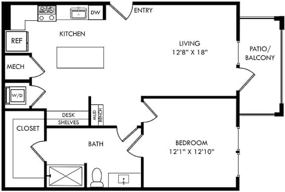 A black and white image of a floor plan for a home.