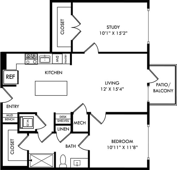 A black and white image of a floor plan for a house.
