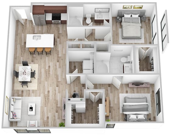 a floor plan of a house with a bedroom and a living room