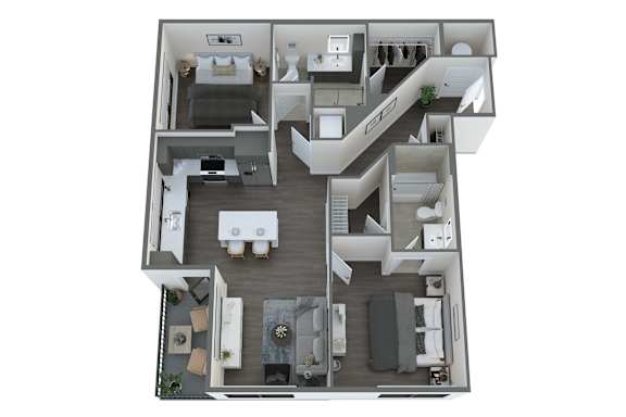 a234 floor plan  1 bedroom with 2 baths  1192 square feet