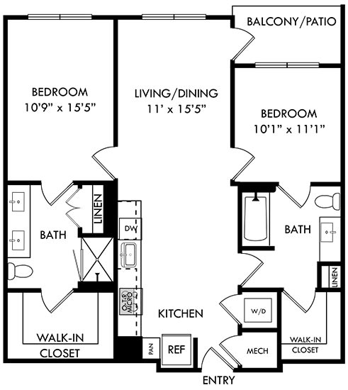 a floor plan of a small house with a bathroom and a kitchen