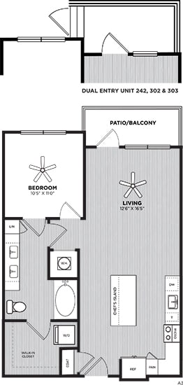 The 1 bedroom marshall floorplan