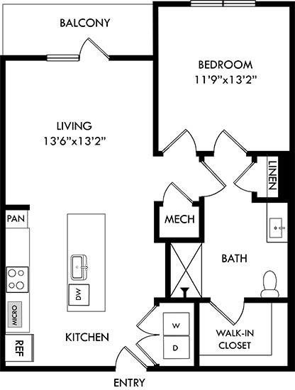 a floor plan of a small house with a kitchen and a living room