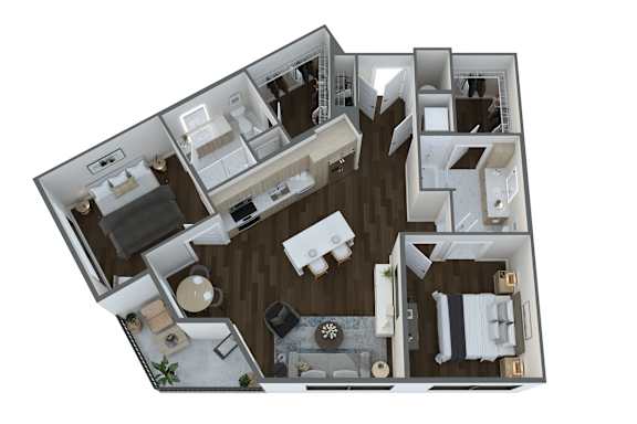 a3 floor plan  1 bedroom with 2 baths  1192 square feet