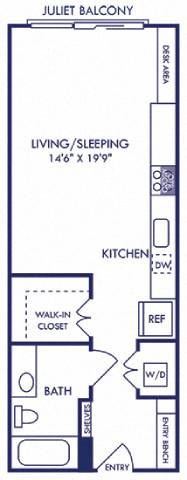 the floor plan of a small house with a bathroom and a bedroom