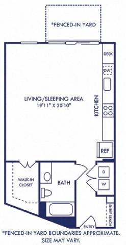 a floor plan of a small house with a bedroom and a bathroom