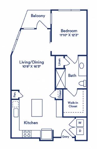 the floor plan of a bedroom apartment with a closet