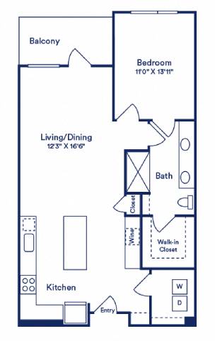 a floor plan of a small house with a bedroom and a bathroom