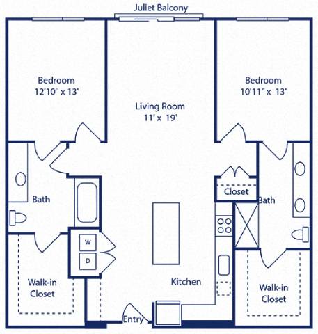 a diagram of a floor plan with bedrooms and baths