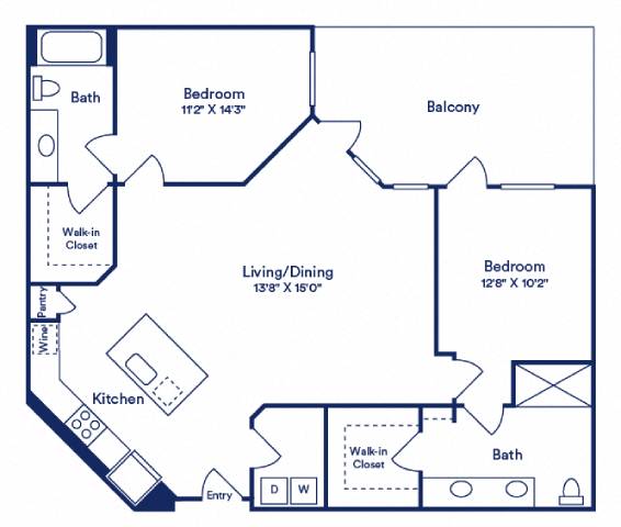 a floor plan of a unit with a bedroom and a bathroom