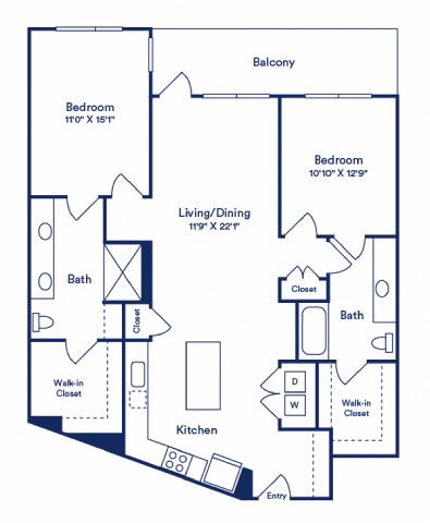a blueprint of a floor plan with bedrooms and baths