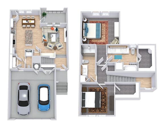 a floor plan of a house with a car and a garage