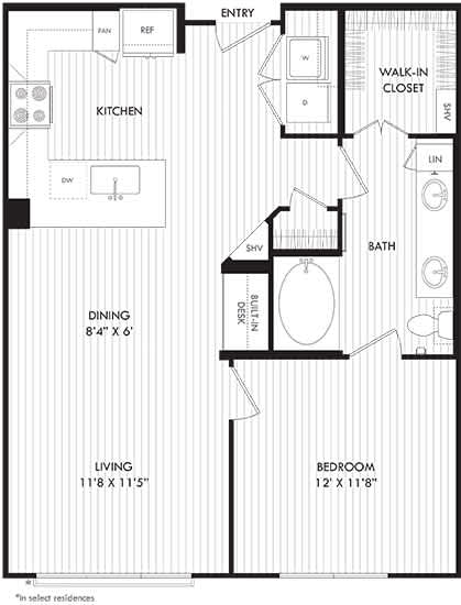 A black and white image of a floor plan for a home with labeled rooms such as kitchen, living room, and bathroom.