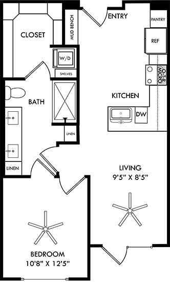 a floor plan of a small house with a kitchen and a living room