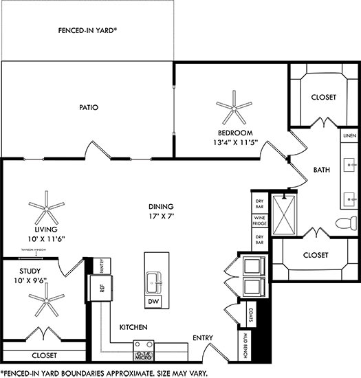a floor plan of a house with two bedrooms and a living room