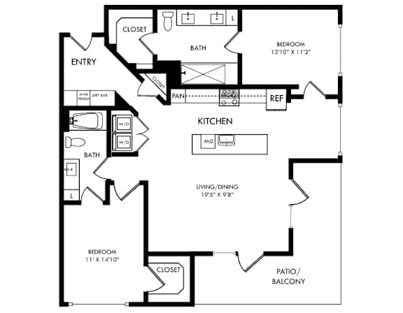 A black and white image of a floor plan for a house.