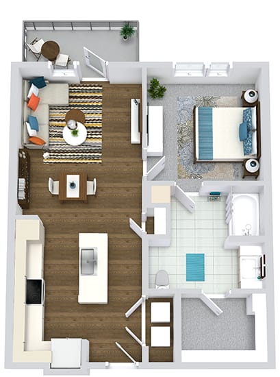 a floor plan of a bedroom with a bathroom and a living room