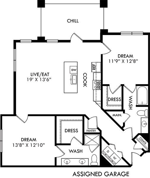 a floor plan of a house with bedrooms and a living room