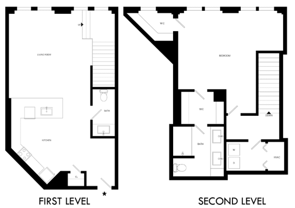 floor plan of upper and lower floors of a house