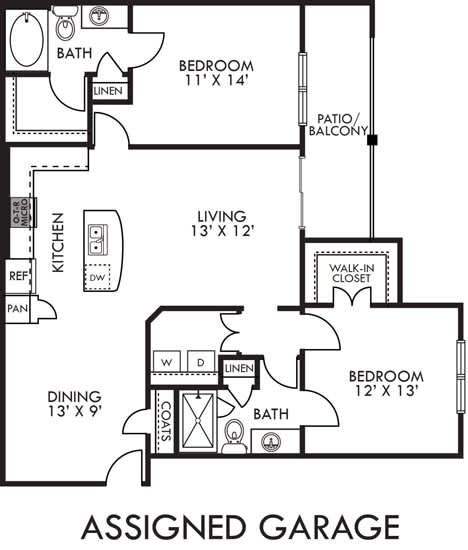 A black and white image of an Assigned Garage floor plan.
