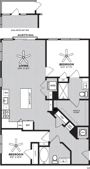 The 2 bedroom trimble floorplan