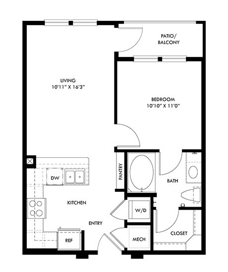 a floor plan of a unit with a bedroom and a bathroom