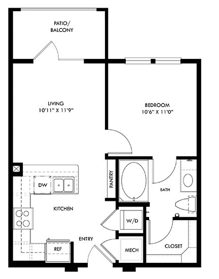 a floor plan of a house with a bedroom and a living room