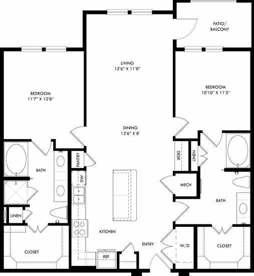 A black and white image of a floor plan for a two-story house.