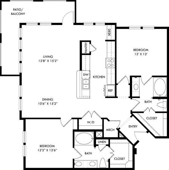 A black and white image of a house floor plan.