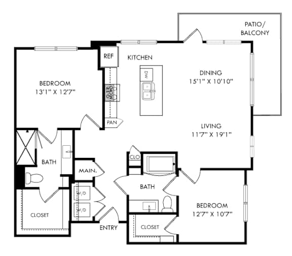 A black and white image of a floor plan for a house.