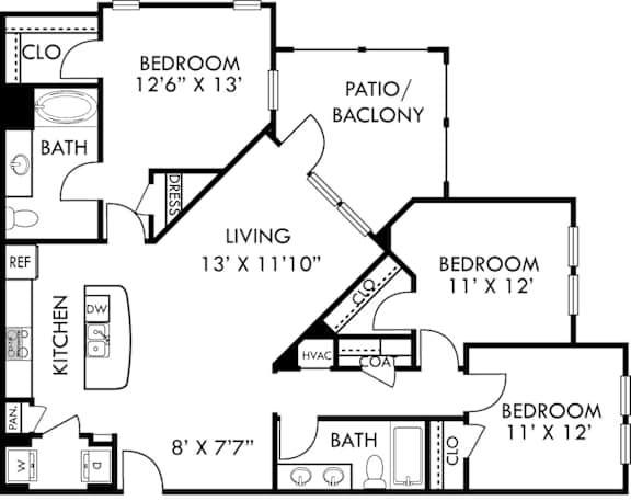 A black and white image of a house floor plan.