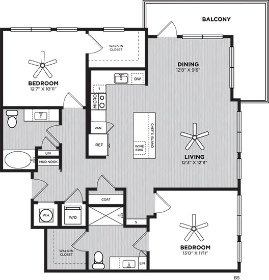 the 2 bedroom wag floorplan
