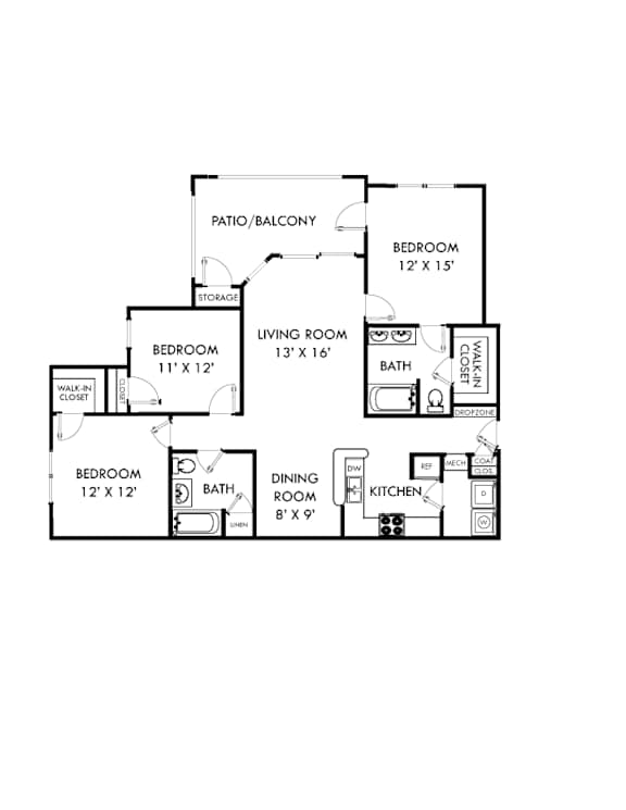 A black and white image of a house floor plan.