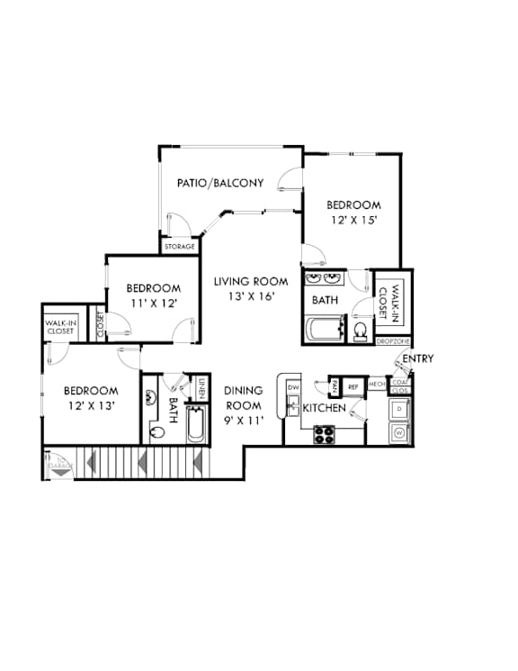 A black and white image of a house floor plan.