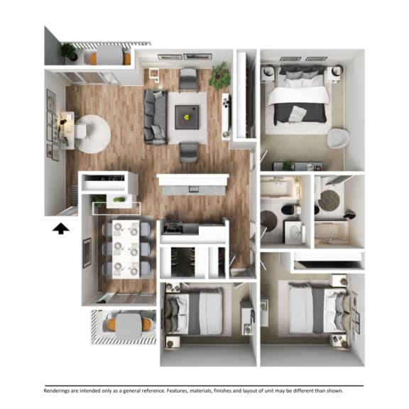 Three Bed Two Bath - C1 Floor Plan at Broadmoor Springs, Colorado Springs, CO, 80906