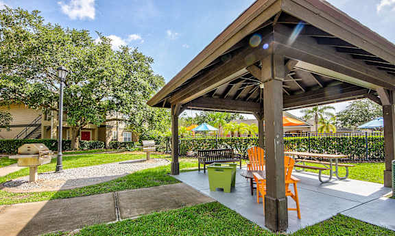 A wooden pavilion at University Park Apartments, Florida, 32817