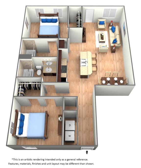 Floor Plan  2 Bedroom 2 Bathroom Floor Plan at The Dakota, Jupiter, Florida