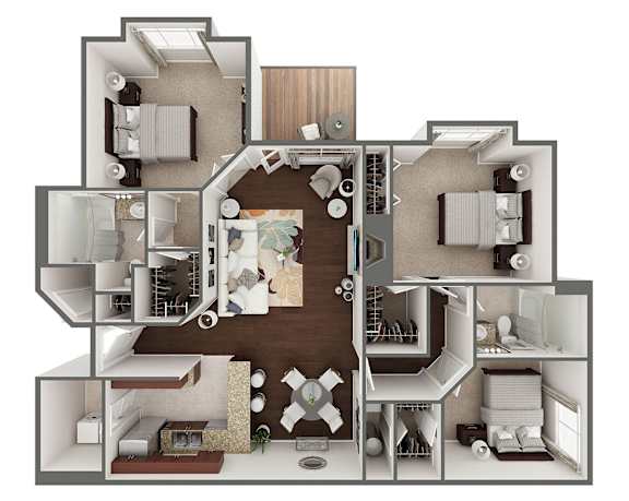 Chateau 3 Bed 2 Bath Floor Plan at Wynfield Trace, Georgia, 30092